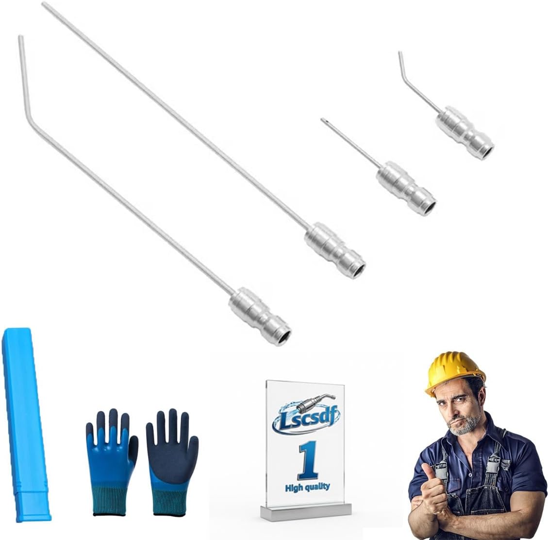 4 Pack High Pressure Washer Nozzle Kit for Washing Machine & Ac Cleaning High-Pressure Washer Spray Nozzle Extension Wand 1/4" Quick Connect Rv Water Heater Flush Wand for Roof Deck Gutters