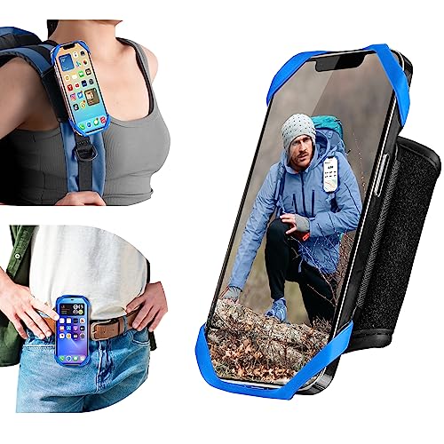 Cikyner Handyhalterung Handytasche Rucksack, 2 in 1 Telefonhalterung für 4-7cm breit Rucksackgurte 360° drehbarer und Abnehmbarer Gürtel-Handyhalter für 4,5-7 Zoll iPhone für Camping und Wandern