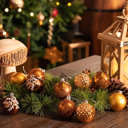 Boules de Noël incassables de 6 cm cuivre et or pour décorer le sapin sans risque de casse - 3