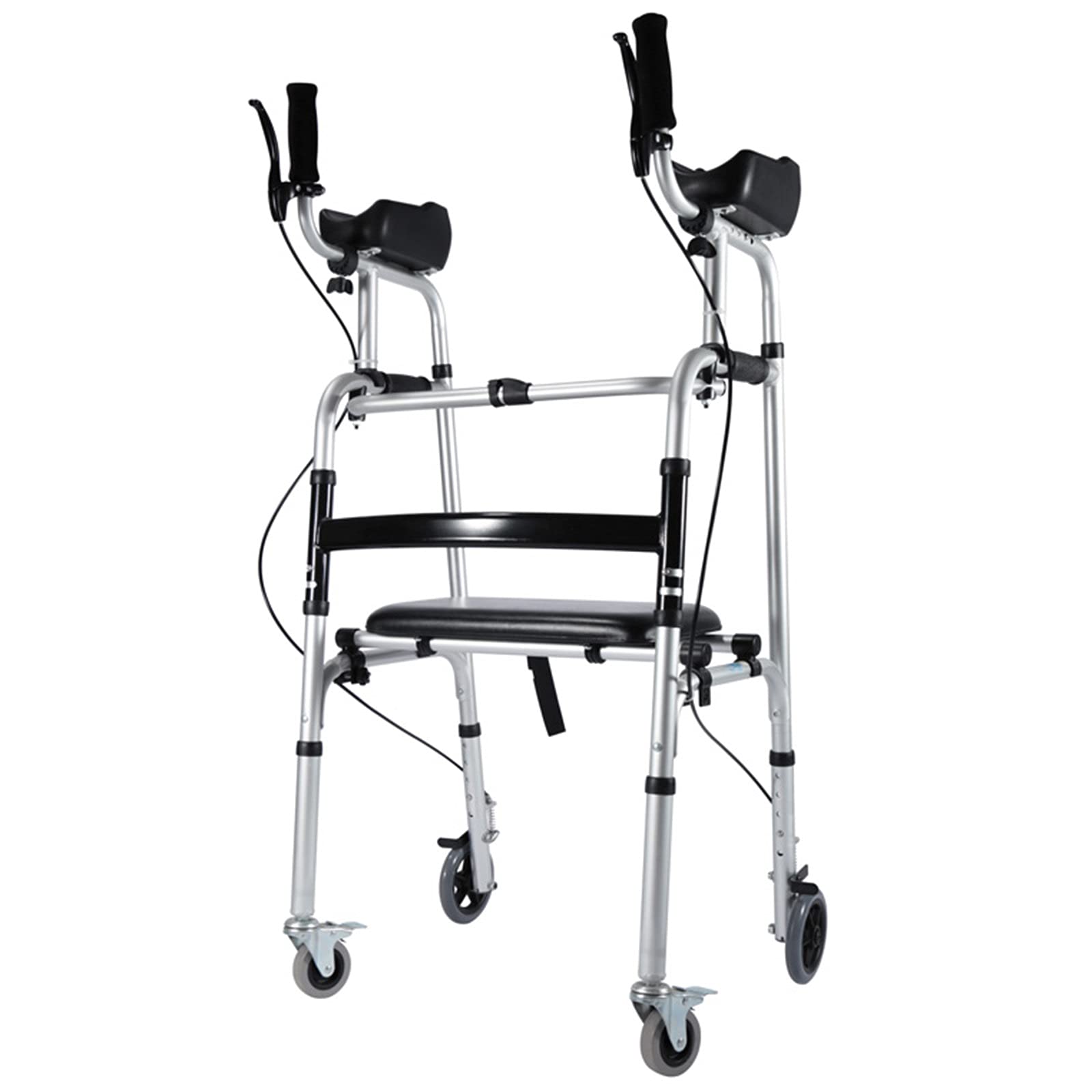 Mobility Walker Składany pionowo Toczący się z hamulcami Koła oraz podparcie siedziska i przedramienia Seniorzy Lekki aluminiowy rollator Pomoc w chodzeniu dla osób niepełnosprawnych