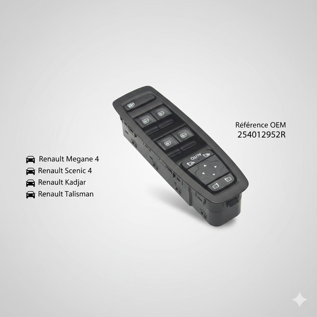Compatibile con Renault 254012952R - Interruttore alza-vetro conduttore sinistro, per Megane 4, Scenic 4, Kadjar, Talisman, sostituisce OE 254012952R