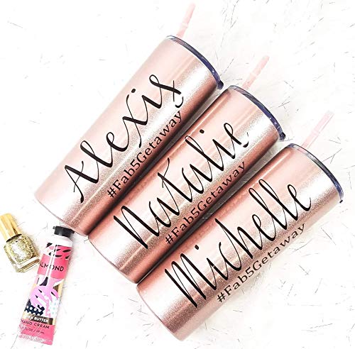 Personalized Water Bottle, Personalized Stainless Steel Tumbler, Rose Gold, Bridesmaid Proposal Gift, Girls Trip Employee Gift, Bridesmaid Gift, Bachelorette Party Cups, Vinyl Decal, Water Bottle