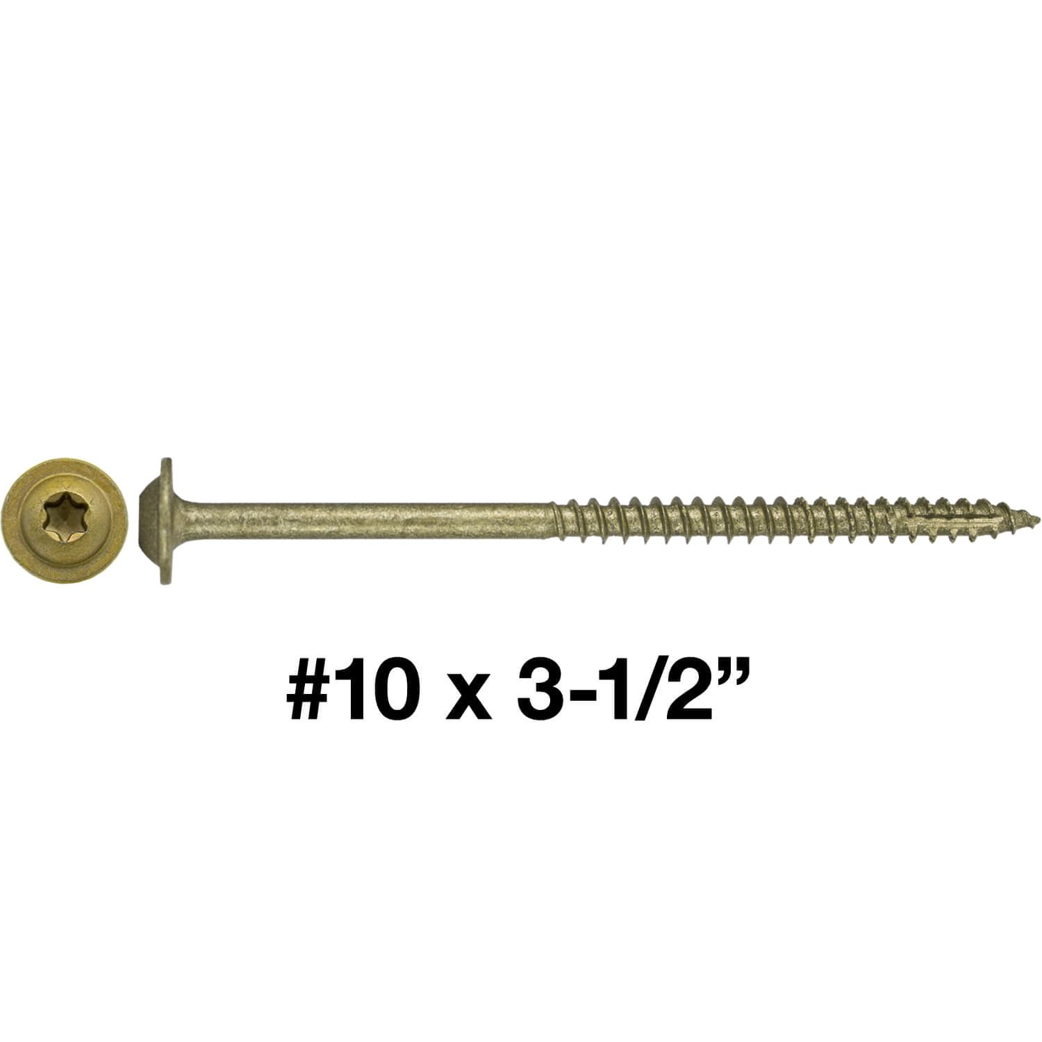#10 x 3-1/2" Round Washer/Modified Truss Head Screw Torx/Star Drive Head Wood Screw (Bulk Box ~1000 Screw) Multipurpose Wood Screws for Construction, Cabinets, Furniture & Other Applications