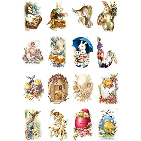 Decoupage Paper Pack (10sheets A4 / 8x12) Easter Bunny Chicks FLONZ Vintage Ephemera by Flonz Cover