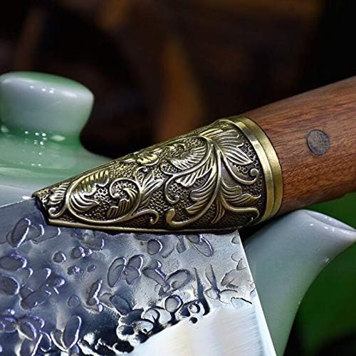 Meat Cleaver,Cleaver Knife, 7.5inch Kitchen Chef Knife Forged Chinese Meat Cleaver with Dragon Sculpture Rosewood Handle Handmade Cooking Cuisine Tools