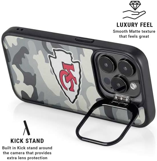 Skinit Kickstand Phone Case Compatible with iPhone 16 Pro - Officially Licensed NFL Kansas City Chiefs Camo Design