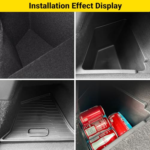 Image of PUOENI Model Y 5 Seater Rear Trunk Storage Bins with Lids for 2023-2024-(No for 2025 New Model Y Juniper) 2PCS Model Y Rear Trunk Storage Box TPE Waterproof Trunk Organizer Interior Accessories