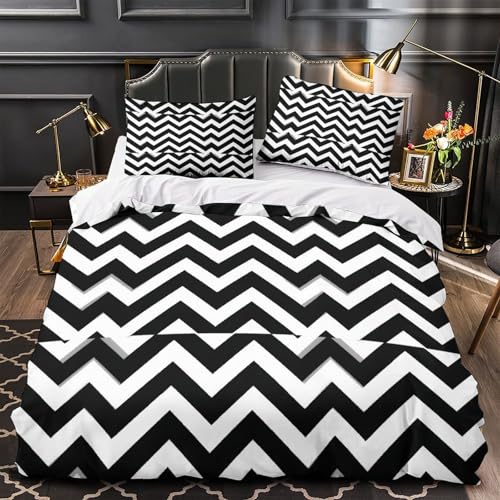 Parure de lit zigzag 3D imprimée en microfibre résistante - 2