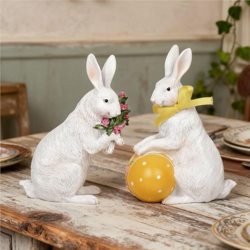 Lapins de Pâques avec carotte statuette de décoration de bureau moderne - 4
