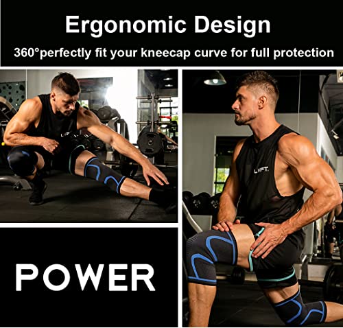 Knee Braces For Knee Pain, 2 Pack Knee Pads Knee Sleeves Weightlifting Knee Compression Sleeve, Knee Support Knee Flex Wrap Knee Sleeves (Medium, Black) #TOP2