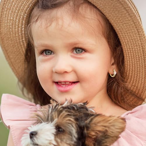 MILACOLATO 925 Sterling Silver Small Hoop Earrings Toddler 18K Gold Plated Daisy Earrings Pink Yellow FLower Huggie Hoop Earrings for Women Hypoallergenic Earrings for Sensitive Ears3