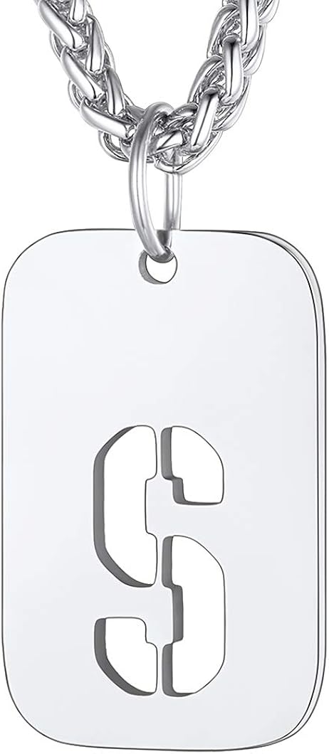 Richsteel S Letter Necklace Mens Pendant Dog Tags Initial Jewellery For Women, 19. Initial S