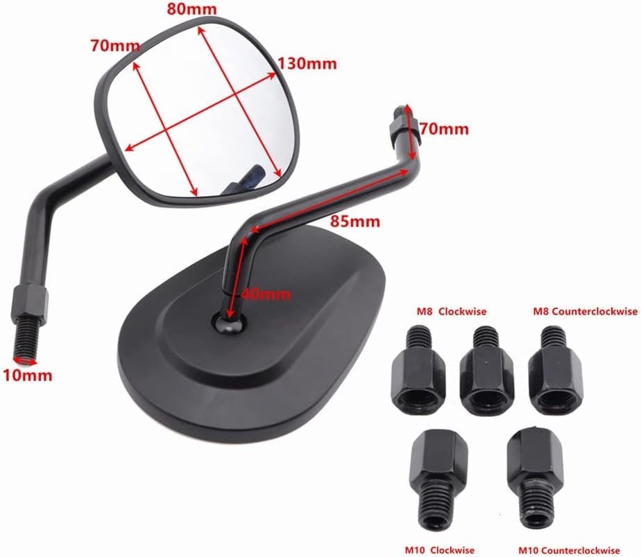 for Harley Davidson Sportster 1200 Custom XL1200C 1996-2017 Motorcycle CNC Aluminum Black Oval Rearview Mirrors Universal 8MM 10MM Side Mirror Mirrors (Color : Black 1)