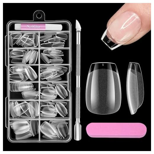 Kit Uñas Postizas Cortas, Venares 120 Piezas Soft Gel Tips Uñas Acrilicas 12 Tamaños Tips Uñas Postizas y Pegamento de Uñas, Empujador de Cutícula Lima Uñas, Tips de Gel para Uñas