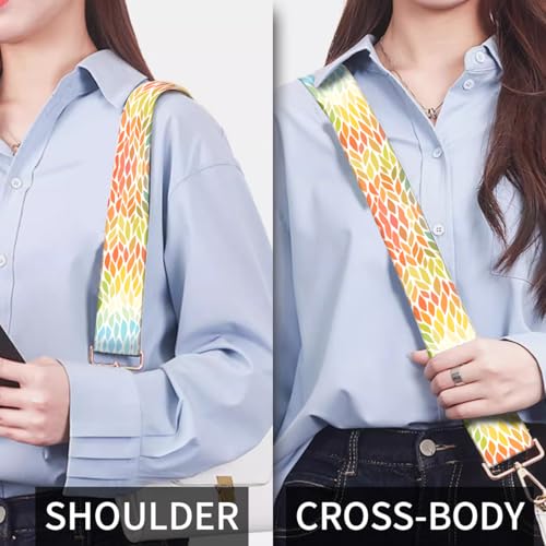Image of Purse Strap Replacement Crossbody, 3.8cm Wide Shoulder Strap Adjustable Replacement Belt Gold Buckle, Handbag Crossbody Bag Strap Cute Colorful Leaf