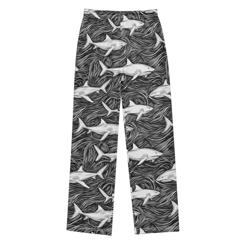 Boys' Pants Sketch Ocean Shark Stripe Long Bottoms Jogger Pants Elastic Waist Trousers with Pockets S-XL