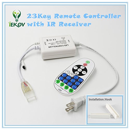 IEKOV LED NEON Light, AC 110-120V Flexible LED Neon Strip Lights, 120 LEDs/M, Dimmable, Waterproof 2835 SMD LED Rope Light + Remote Controller for Party Decoration (32.8ft/10m, White)