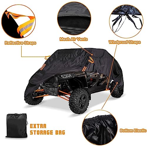 Utv Cover Waterproof Heavy Duty Black Oxford Cloth Protection Covers Utv Accessories For Polaris Ranger Rzr Mahindra Can-Am Defender All Weather Side By Side Cover, 4-6 Seater #TOP5