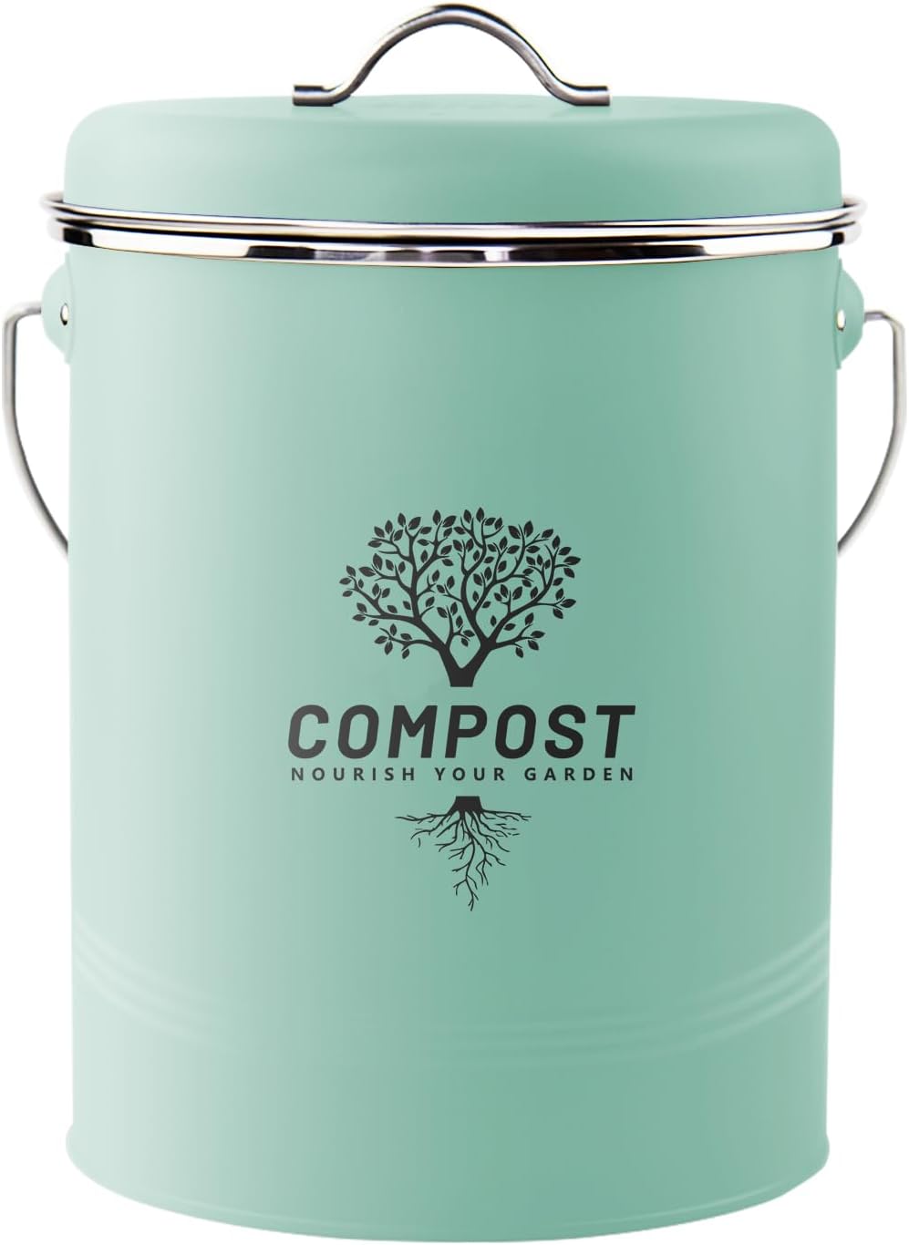 Kitchen Countertop Compost Bin, Odor Resistant Indoor Compost Bin with Lid and Charcoal Filter, Rust Resistant Coated Compost Bucket, Compost Container, Mint