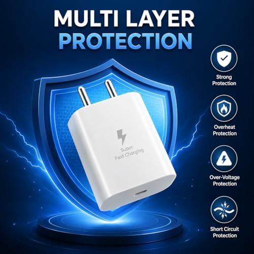 Image of 25W Fast Charger Adapter Type-C Compatible with Samsung Galaxy S26, S25, S24, S23, S22, S21(Ultra /Fe), M35, M36, M16, M06, M05, M56, A55 5G, A35 5G, A15, F15, F14(Z /S /A /M /F) Series.