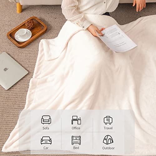 Se Softexly Fleece Sherpa Throw Blanket For Girls,Super Soft Mink Fleece Couch Blanket Luxurious Plush Blanket Throw Size, Cream White Blanket For Adults - 50"X 60" #TOP5