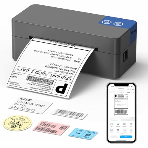 Image of Bluetooth Thermal Shipping Label Printer, 4x6 Portable Thermal Label Printer, Compatible with iPhone, Android, Windows & Mac, Widely Used for USPS UPS Amazon Shopify Etsy (Dark Grey)