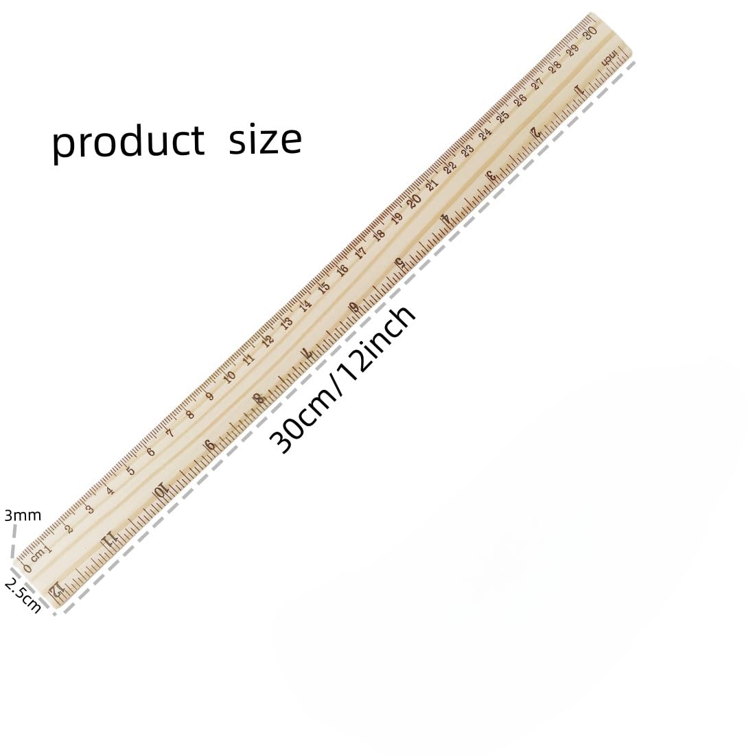 Yrlfiot 6 Pcs Wood Ruler, 12 Inch, Double-Sided, Accurate Scales, Classic Style, Wooden Construction - Image 2
