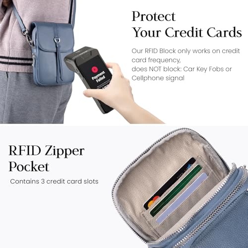 Image of befen Genuine Leather Small Crossbody Bags for Women Cell Phone Purse | Real Leather, RFID Blocking Card Slots, Multi Pockets, Cell Phone Bag, Travel Purse, Anti Theft