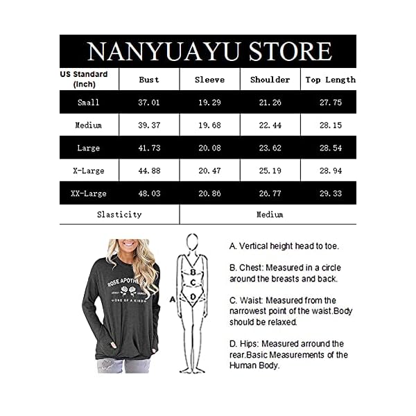 NANYUAYA-Rose-Shirts-for-Women-Rose-Printed-Novelty-Shirt-Summer-Funny-Short-Sleeve-Holiday-Tee-Tops NANYUAYA Rose Apothecary Shirt for Women Casual Crewneck Long Sleeve Tee Funny Letter Print Tops with Pockets