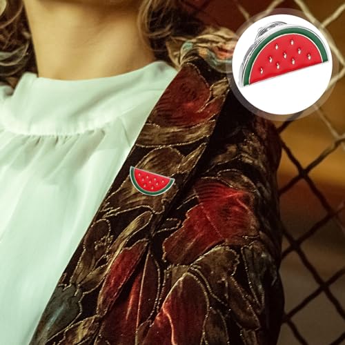 Image of Cute Watermelon Brooch Pin for Women Cartoon Fruit Lapel Pin Clip for Sweaters Dresses Scarves Stylish Brooch Clip Gift for Teachers Friends and Family