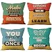 LYTFQ Cuscini Divano 4 Pack Federa Vintage in Lino con Lettere Federa Decorativa Cuscino 50X50Cm Federa Frase Motivazionale per La Decorazione di Home Office per Auto Cerniera Invisibile