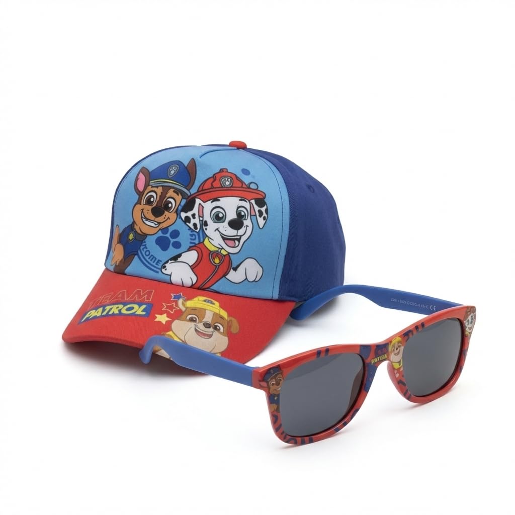 Gorra y Gafas de Sol Paw Patrol Set Niños Original - Gorra Infantil Ajustable y Gafas de Sol UV400 Protección Solar Diseño Paw Patrol, Complementos Verano Niño y Niña para Playa y Piscina