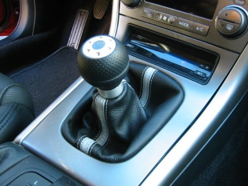 RedlineGoods Shift Boot - 5-SPD Compatible with Subaru Outback 2005-09. Tailor Made - not Universal. Genuine top-Grade Italian Black Suede (Alcantara) with Silver Thread