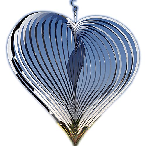 Djuan Wind Spinner Outdoor Metal Decorations,Silver Heart Wind Spinners For Yard And Garden,Stainless Steel Wind Chimes For Outside Decor,Birthday Gifts For Mom,Mother's Day,Aunt Gifts #TOP6