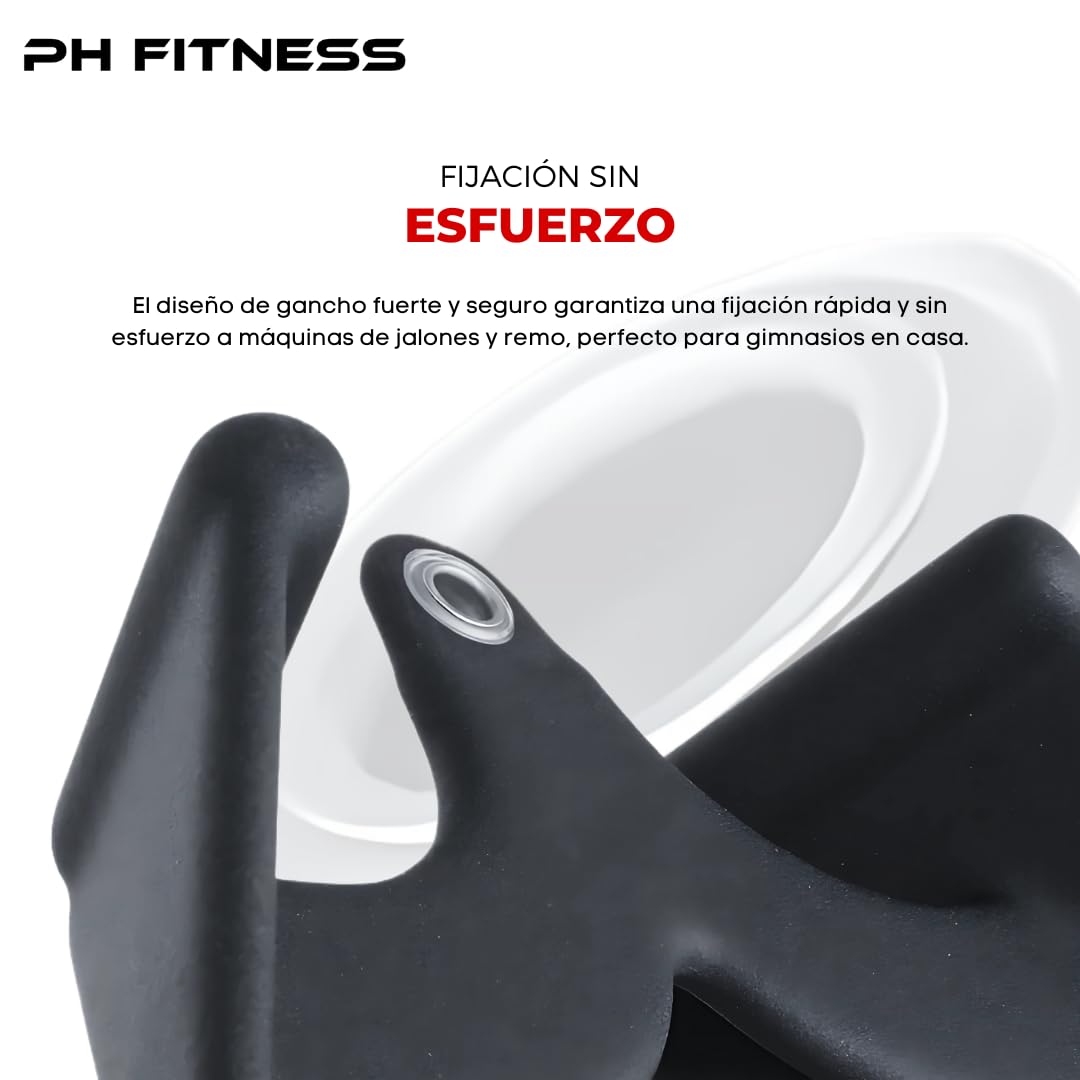 PH Fitness Set de Accesorios Multi Grip [5 Agarre] – Mangos Versátiles para Lat Pulley y Remo – Barra Ajustable con Antideslizante de Espuma – Ideal para Gimnasio en Casa y Entrenamiento de Fuerza