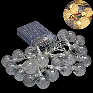 Generic China, WarmWhite Led lights : 2m 20 LED Pendant String Light Battery Waterproof Crystal Balls Bubble Christmas Wedding Decoration Luminary Twinkle Strip