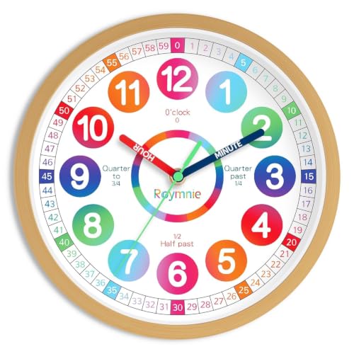 Roymnie Wall Clock Battery Operated Silent Non Ticking Analog Colorful Clock Decorative for Kitchen Living Room Bedroom Classroom School(8 Inch)
