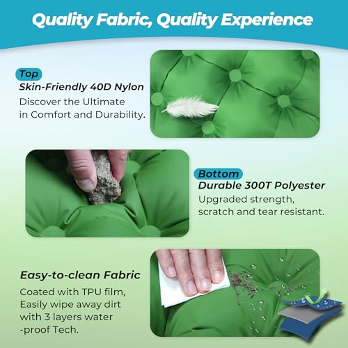 CALMCREST Almofada de dormir para acampamento, tapete inflável de 10 cm de espessura com travesseiro