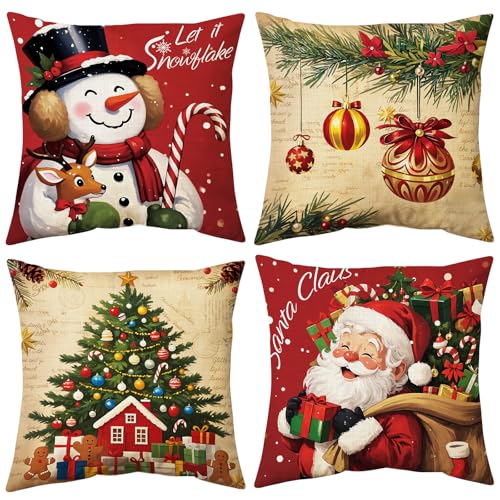 UPOFFICIS Christmas Pillow Covers 18x18 inch Set of 4,...