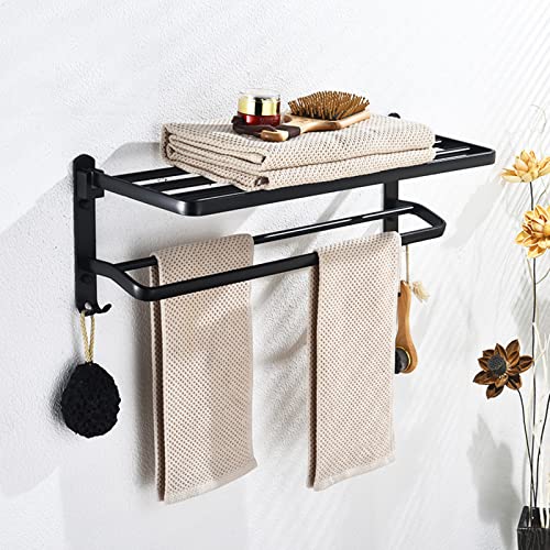 Porte-serviette mural double couche noir pour optimiser le séchage