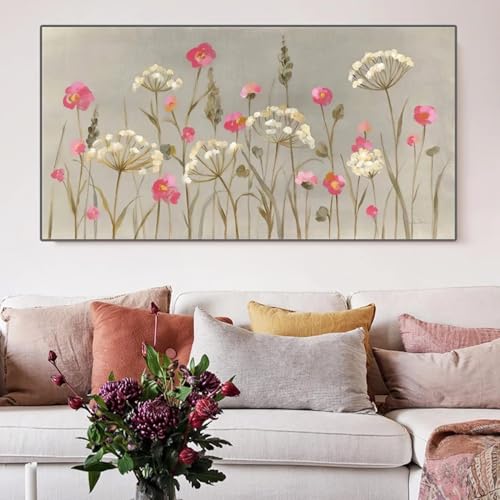 Plante fleur murale toile peinture 80x160 cm pour salon