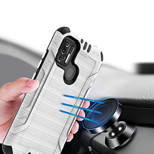 Americase | Coolpad Suva (Cp3669Aanb) | Phone Case [Brushed] Shockproof Protective Defender Cover For Boost Mobile Coolpad Suva (Silver) #TOP3