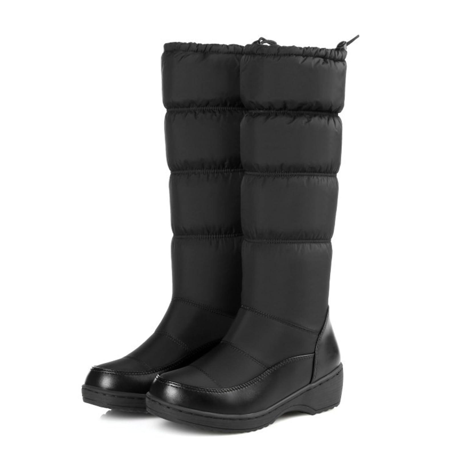 Womens Snow Boots Fur Lined Anti-Slip Shoes Elastic Elastic Band Thick Sole Warm Waterproof Mid-Cut Boots Suitable For