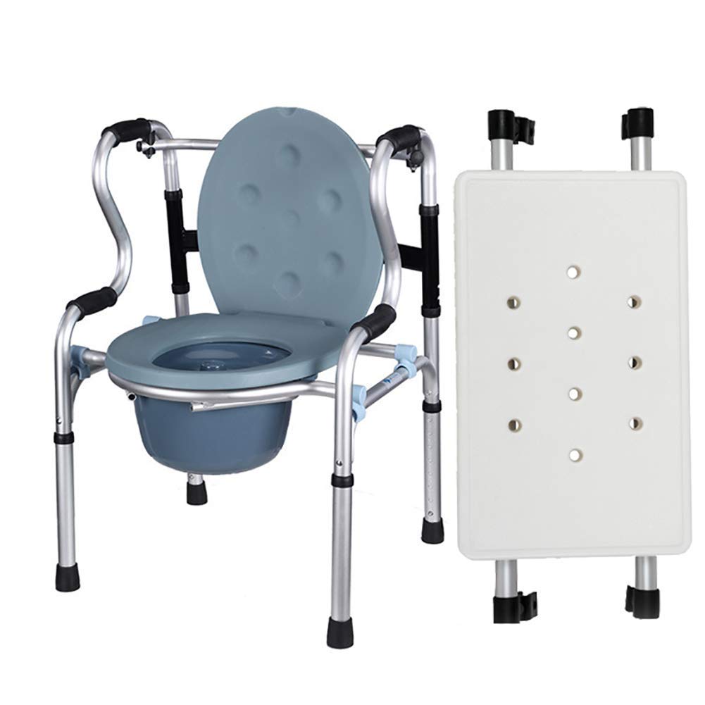 Cesta para Andador para Ancianos, Silla con Inodoro con Ruedas Multifuncional para Ancianos Cesta para Andador para Ancianos Cesta Plegable 8 Ajustes de Altura con Freno para Cada
