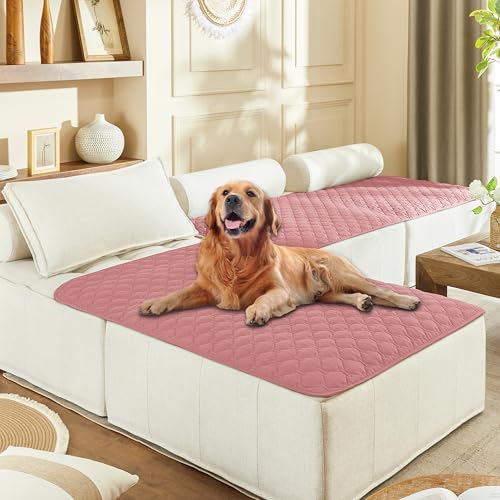 Image of gogobunny 3X Stronger Waterproof Pet Blanket, Scratch Proof Furniture Protector for Dogs Cats, Reversible Cover 40x50 Inch, Dark Pink /Light Pink