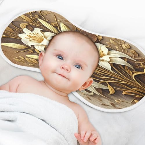 J JOYSAY Flower Beige Baby Burp Cloths for Boys Girls Large 22''x11'' Cotton 4 Layer Large Burp Cloths for Infant Drool one sizex14
