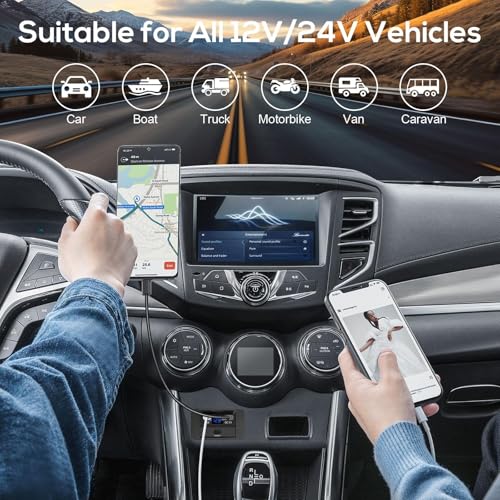 Linkstyle 2 Stück KFZ Ladepanel mit automatischer Leistungsanpassung, 65W PD3.0 USB-C & 18W QC USB-A, Auto Ladegerät mit LED Voltmeter & Schalter, für 12V/24V Wohnmobil Boot LKW