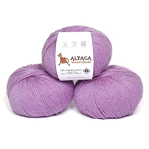 100% Alpaca Yarn Wool Set of 3 Skeins DK Weight -...