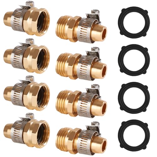 Dalmbox Garden Hose Repair Kit with Clamps, Male and Female Hose Fittings, Fit for 3/4