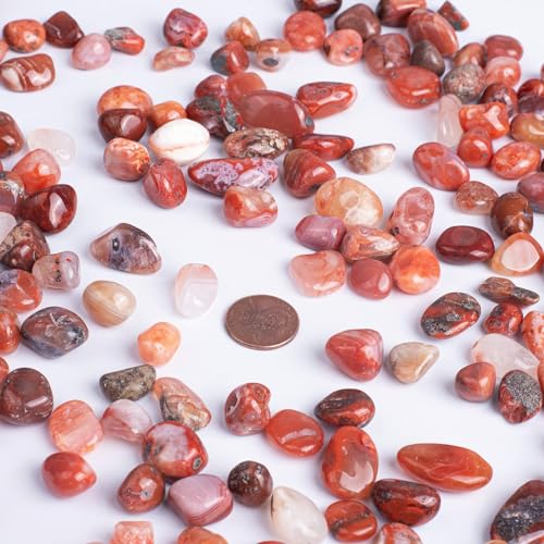 Image of Polished Carnelian Crystal Stone Set - 72 Pcs, 0.5 inch 10 oz Handpicked Tumbled Gemstones Rocks Quartz, Pebbles for Reiki, Chakra, Healing, Home Decor, 0.5 inch - 10 oz Mahogany Obsidian